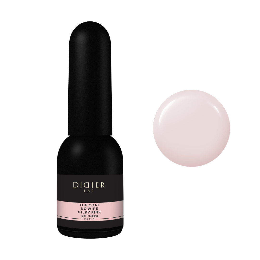 Top coat no wipe, Топ лак без лепкав слой, "Didier lab", Milky Pink, 10ml