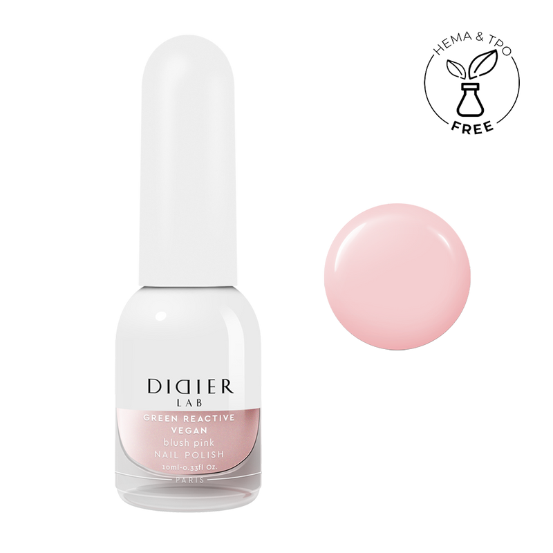 Зелен реактивен, веган лак за нокти "Didier Lab", green reactive nail polish, blush pink,  руж розов, 10 мл