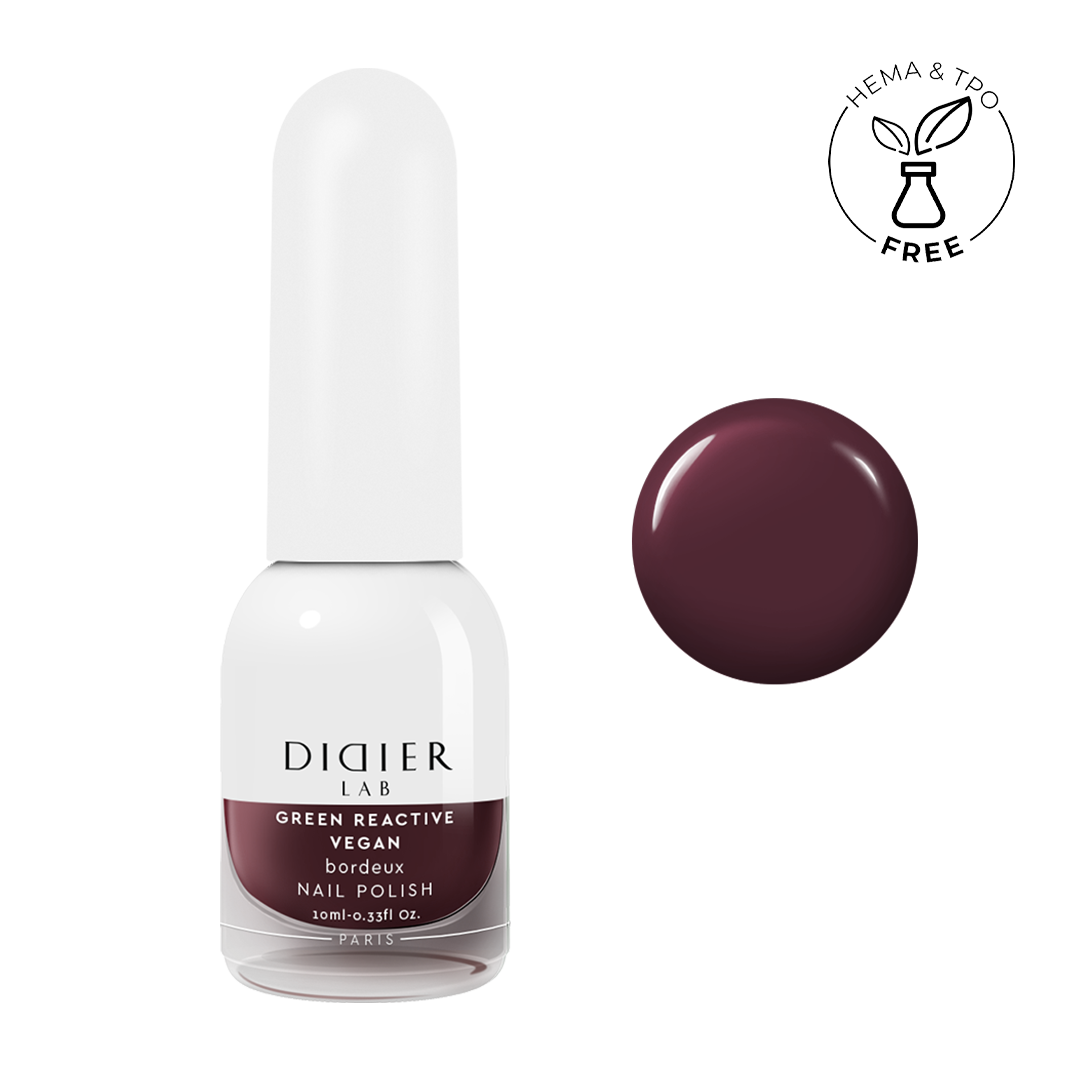 Зелен реактивен, веган лак за нокти, green reactive nail polish,  "Didier Lab", bordeux, 10 мл