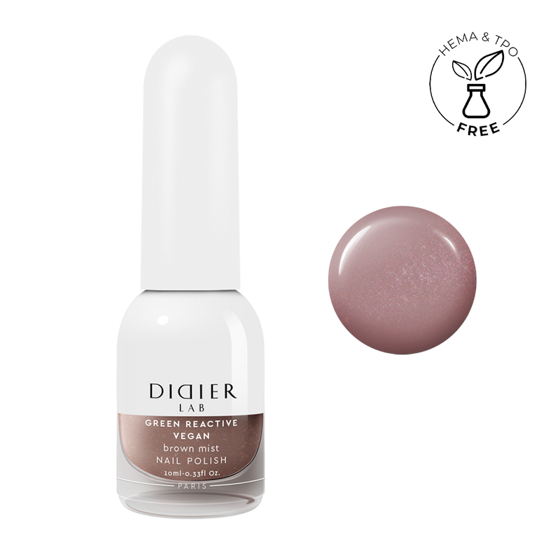 Зелен реактивен, веган лак за нокти , green reactive nail polish,"Didier Lab", кафява мъгла,brown mist, 10 мл