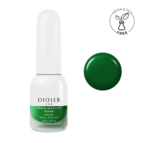 Зелен реактивен, веган лак за нокти, green reactive nail polish,  "Didier Lab , energy, 10мл