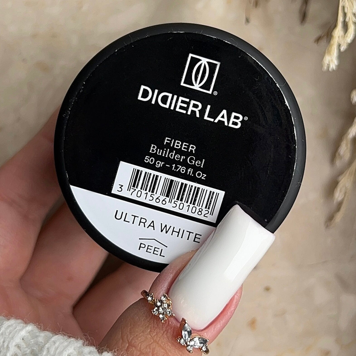 Didier Lab, Билдър гел - фибро стъкло, Fiber builder gel, "Ultra white", 50гр