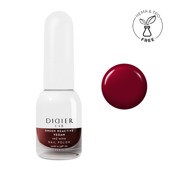 Зелен реактивен, веган лак за нокти , green reactive nail polish, "Didier Lab", red wine, 10 мл