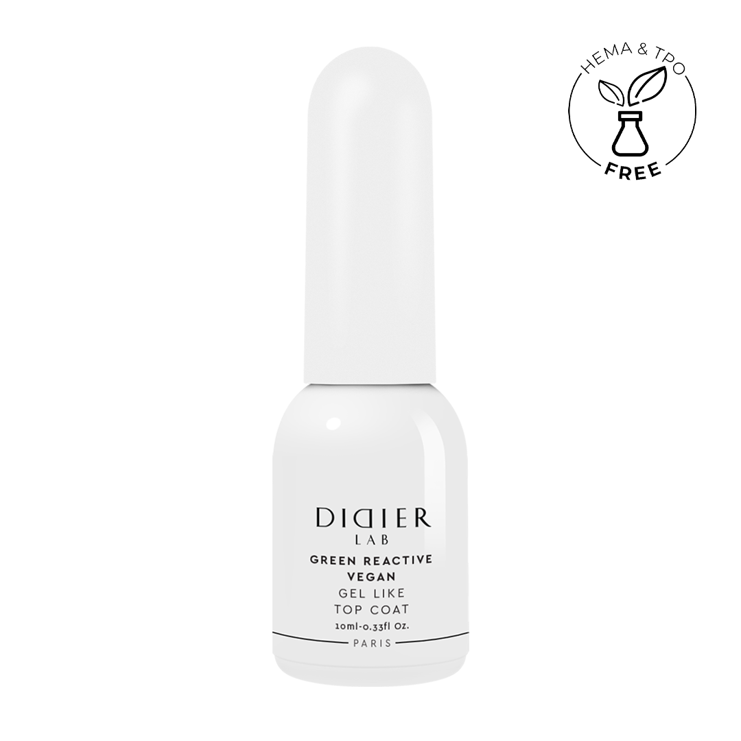 Зелен реактивен, веган гелоподобен топ лак, green reactive top coat  "Didier Lab", 10мл