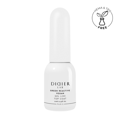 Зелен реактивен, веган гелоподобен топ лак, green reactive top coat  "Didier Lab", 10мл