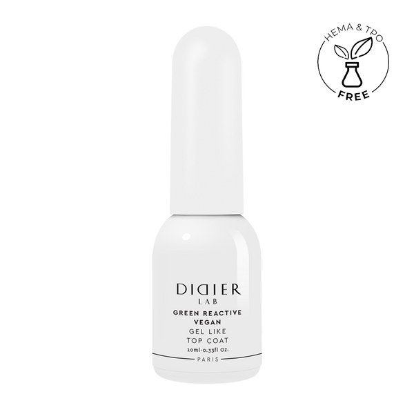 Зелен реактивен, веган гелоподобен топ лак, green reactive top coat  "Didier Lab", 10мл