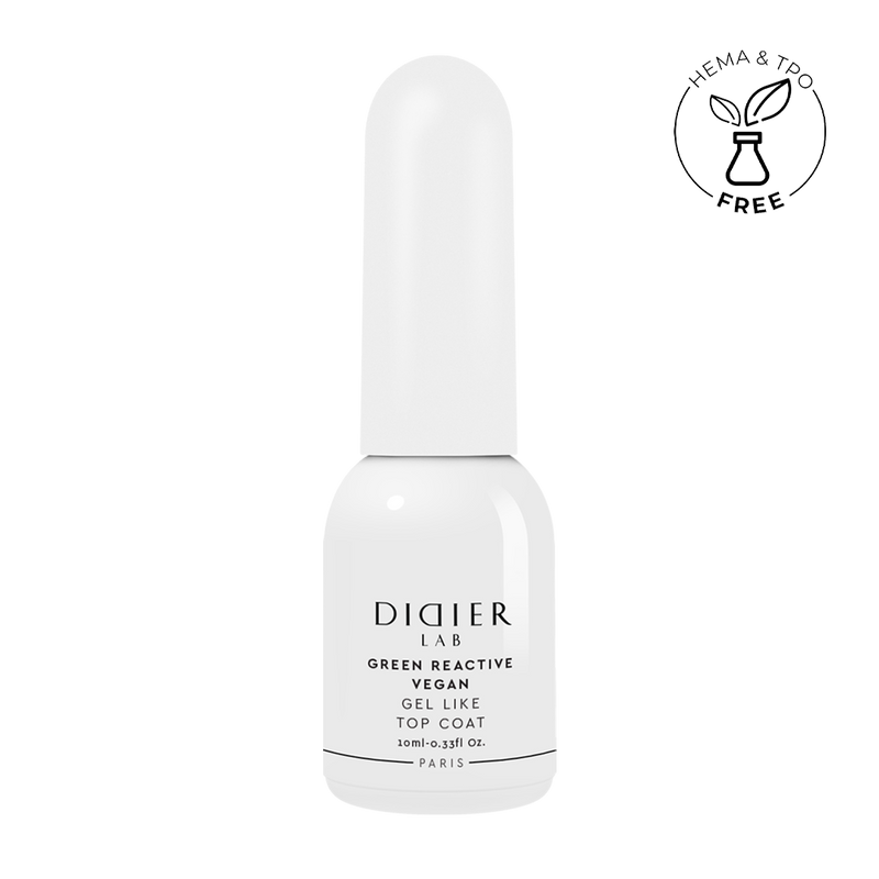 Зелен реактивен, веган гелоподобен топ лак, green reactive top coat  "Didier Lab", 10мл