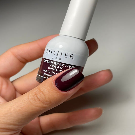 Зелен реактивен, веган лак за нокти, green reactive nail polish,  "Didier Lab", bordeux, 10 мл