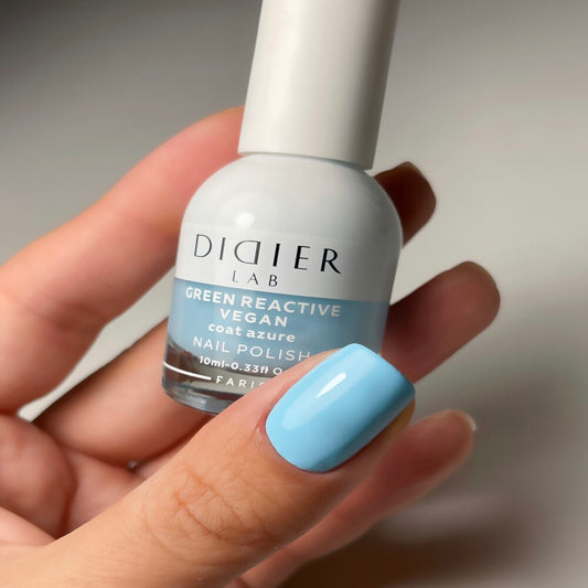 Зелен реактивен, веган лак за нокти, green reactive nail polish, "Didier Lab", azure, 10 мл