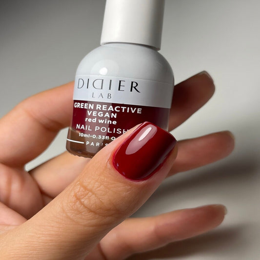 Зелен реактивен, веган лак за нокти, green reactive nail polish, "Didier Lab", red wine, 10 мл