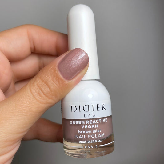 Зелен реактивен, веган лак за нокти, green reactive nail polish, "Didier Lab", brown mist, 10 мл