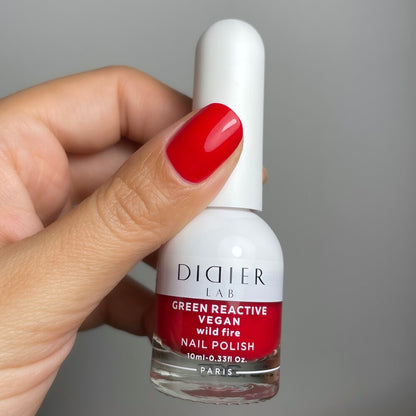 Зелен реактивен, веган лак за нокти, green reactive nail polish, "Didier Lab", wild fire, 10мл