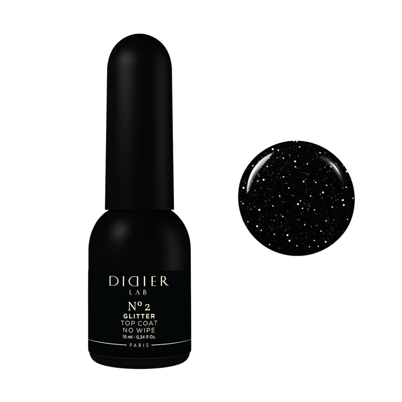 Didier Lab ,Top coat, no wipe , glitter, No2 , Топ Лак - Бласък, без лепкав слой, No.2, 10ml - Didier Lab Bulgaria